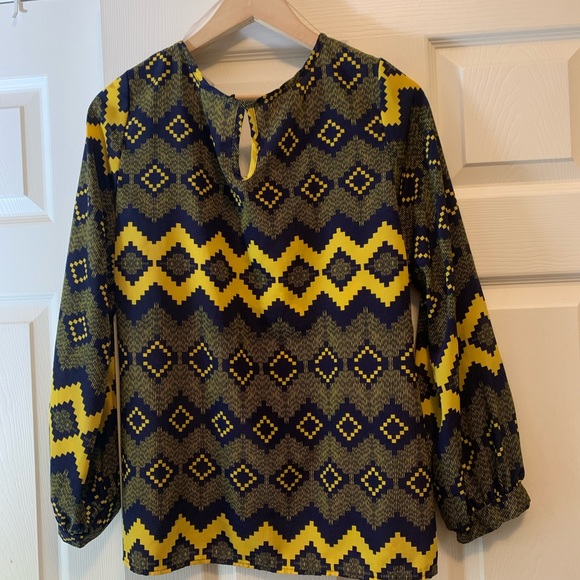 blue and gold print top - Picture 1 of 3